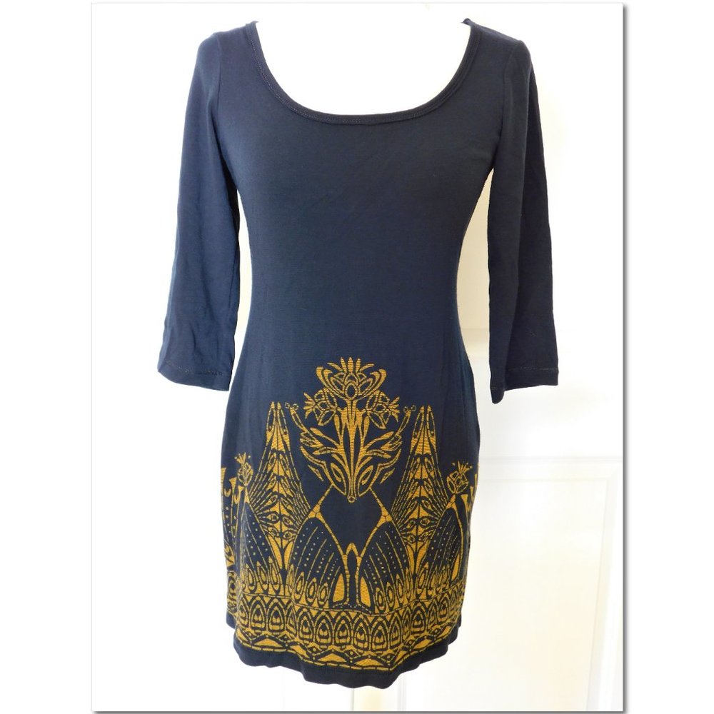 Max Studio Dress Tunic Size Small Navy and Gold - Picture 2 of 6